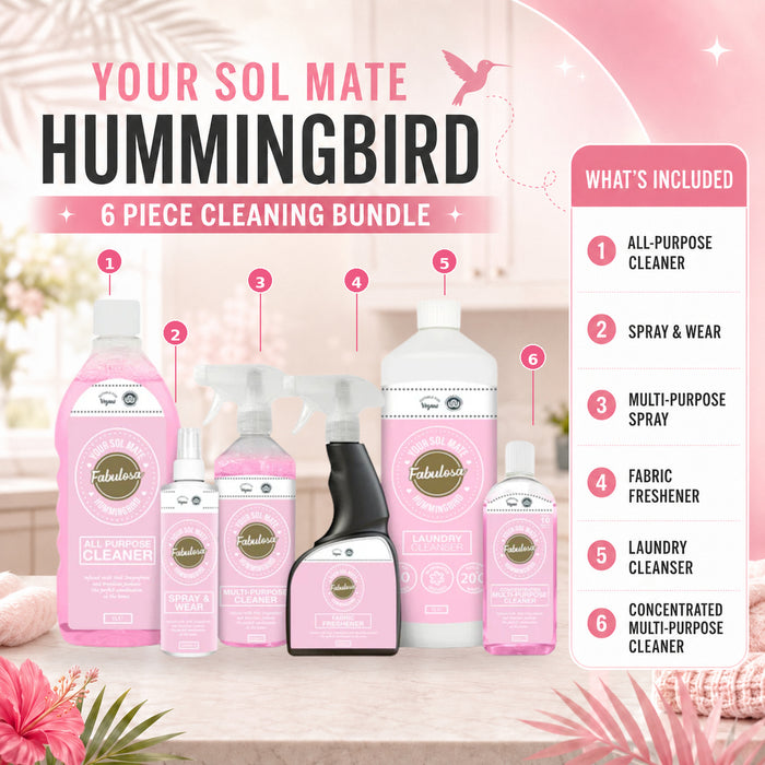 Fabulosa Your Sol Mate Hummingbird Home Cleaning Bundle 6 Piece Multipurpose Spray Fabric Freshner Laundry Cleanser Cleaning Bundles Fabulosa