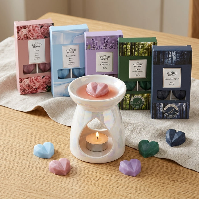 Cosy Home Pearlised Burner & Ashleigh & Burwood Wax Melt Bundle 5 Assorted Scents