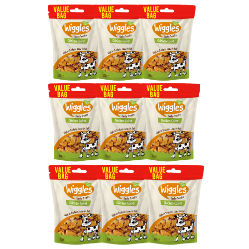 Wiggles Chicken Coins Dog Treats Assorted Pack Size Dog Food & Treats FabFinds 9 Packs