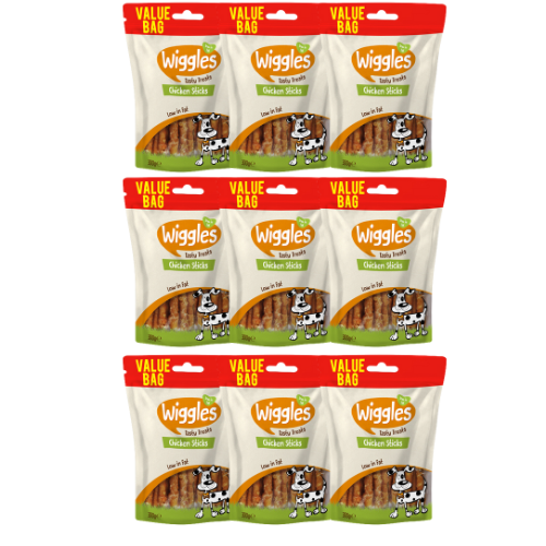 Wiggles Chicken Sticks Dog Treats Assorted Sizes Dog Food & Treats FabFinds 9 Packs