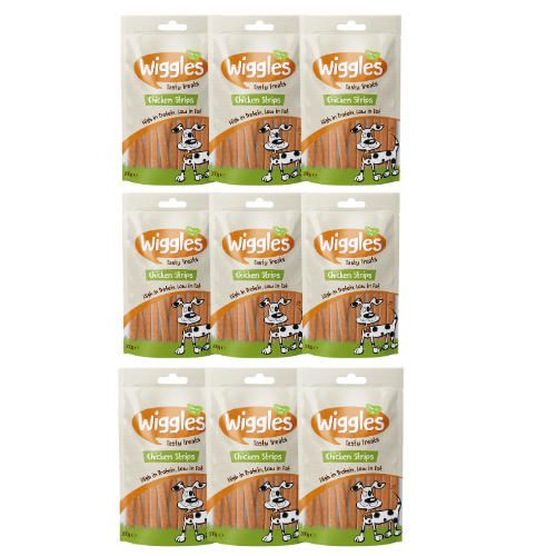 Wiggles Chicken Strips Dog Treats Assorted Sizes Dog Food & Treats FabFinds 9 Packs