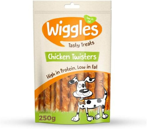 Wiggles Chicken Twisters Dog Treats Assorted Sizes Dog Food & Treats Wiggles 1 x 250g