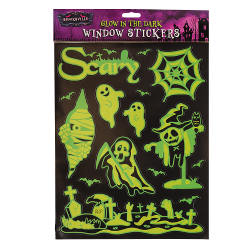 Spooksville Glow In The Dark Window Stickers Assorted Styles Halloween Decorations FabFinds Scary