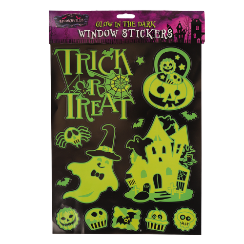 Spooksville Glow In The Dark Window Stickers Assorted Styles Halloween Decorations FabFinds Trick or Treat