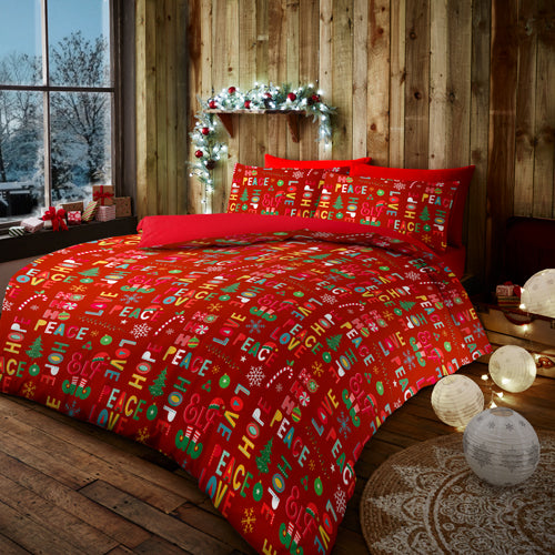 Coloroll Bedding Life From Coloroll Chrismtas Slogans Duvet Set Assorted Sizes - FabFinds