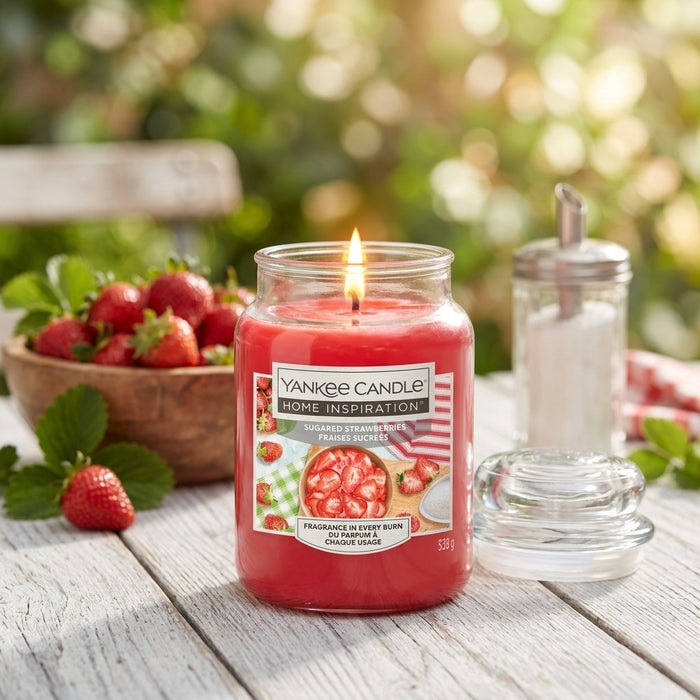Yankee Sugared Strawberries Large Jar Candle 538g Candles Yankee Candle