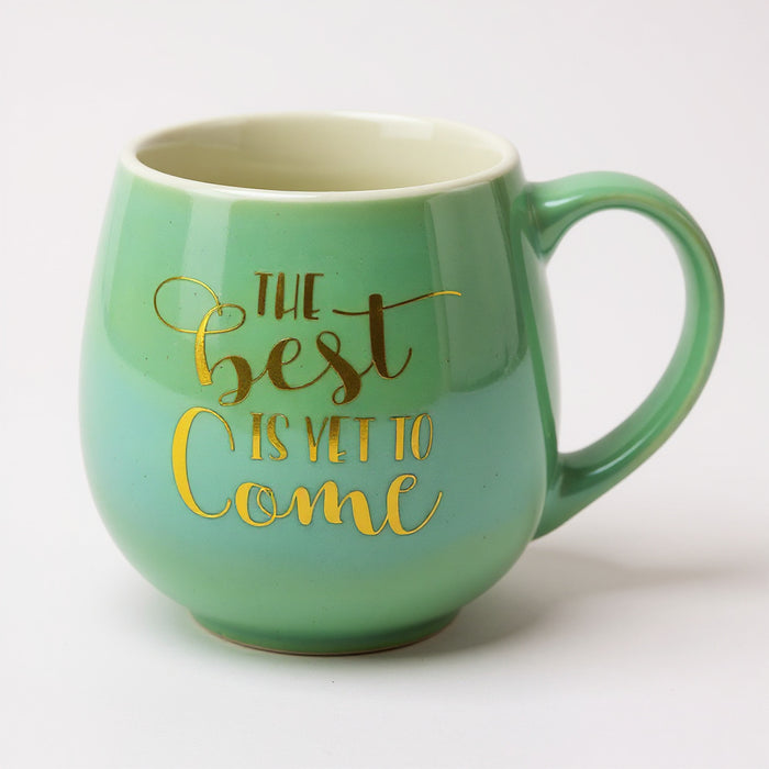 Motivational Quote Ceramic Coffee Mug Collection 400ml – 4 Assorted colours FabFinds The Best Is Yet To Come (Green)