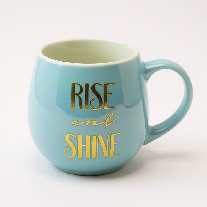 Motivational Quote Ceramic Coffee Mug Collection 400ml – 4 Assorted colours FabFinds Rise and Shine (Blue)
