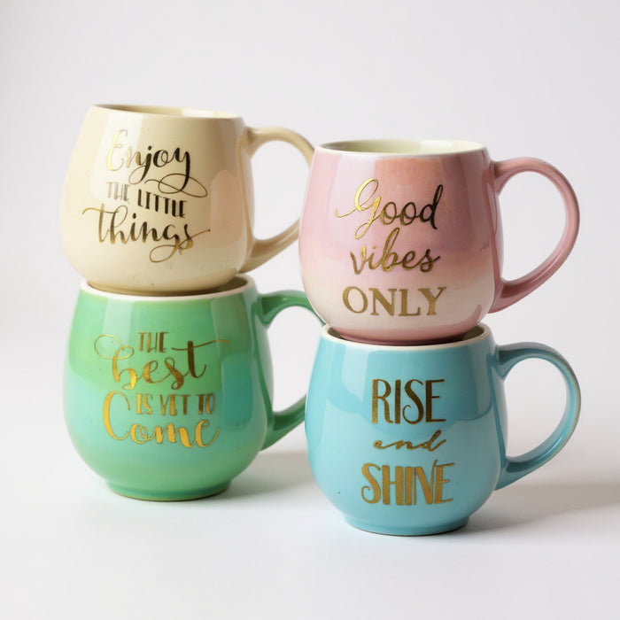 Motivational Quote Ceramic Coffee Mug Collection 400ml – 4 Assorted colours FabFinds