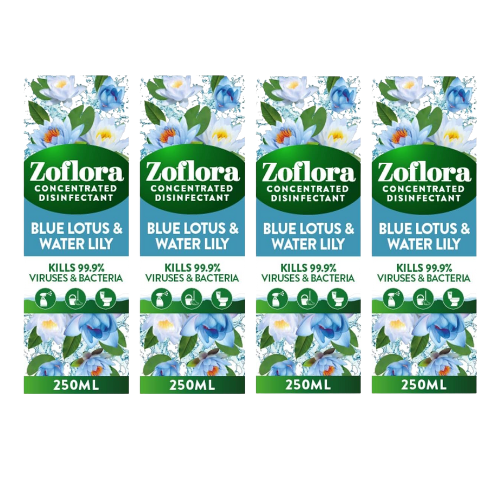 Zoflora Blue Lotus Concentrated Fragrance 250ml Assorted Packs Disinfectants Zoflora Pack of 4