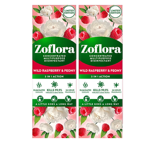 Zoflora Raspberry and Peony Concentrated Fragrance 250ml Assorted Packs Disinfectants Zoflora Pack of 2