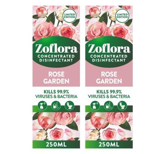 Zoflora Rose Garden Concentrated Fragrance 250ml Assorted Packs Disinfectants Zoflora Pack of 2