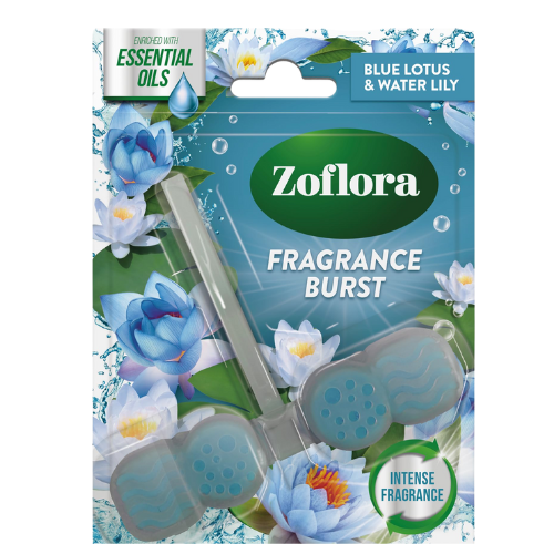 Zoflora Toilet Rim Block Blue Lotus and Water Lily Assorted Packs Toilet Cleaners Zoflora Pack of 1