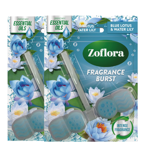 Zoflora Toilet Rim Block Blue Lotus and Water Lily Assorted Packs Toilet Cleaners Zoflora Pack of 2
