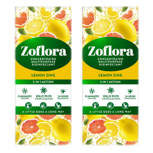 Zoflora Lemon Zing Concentrated Disinfectant 250ml Disinfectants Zoflora Pack of 2