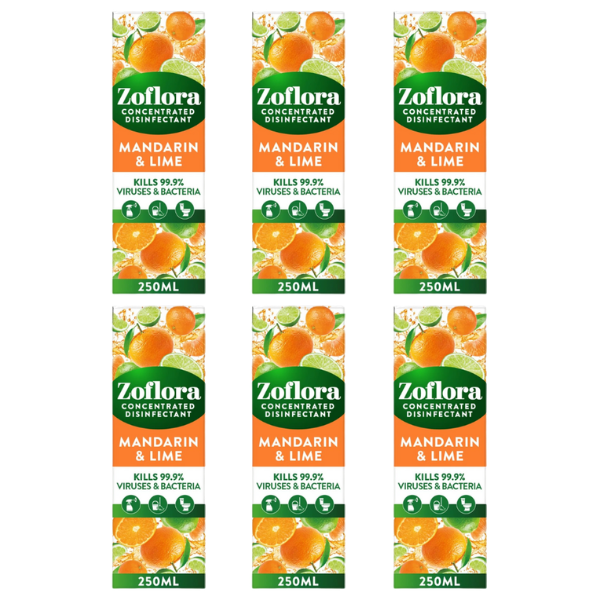 Zoflora Mandarin & Lime Disinfectant 250ml Disinfectants Zoflora Pack of 6