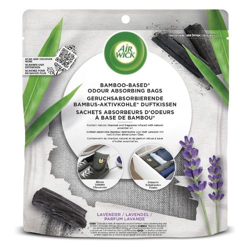 Air Wick Bamboo Based Odour Absorbing Bags Lavender 2 x 60g Dehumidifiers Air Wick   