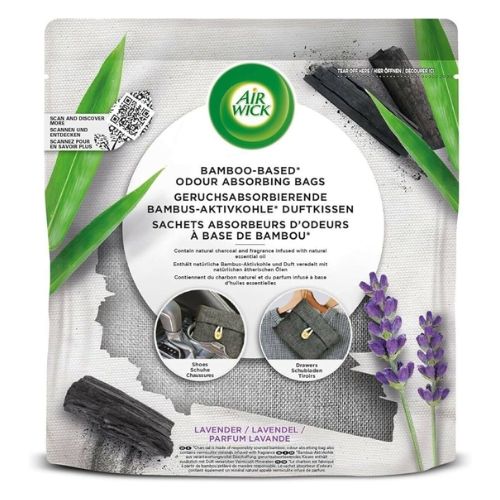 Air Wick Bamboo Based Odour Absorbing Bags Lavender 170g Dehumidifiers Air Wick   