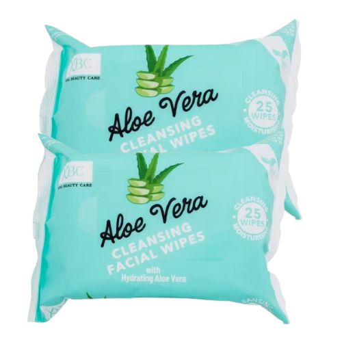 XBC Aloe Vera Cleansing Facial Wipes 2 x 25 Pack Face Wipes xbc   
