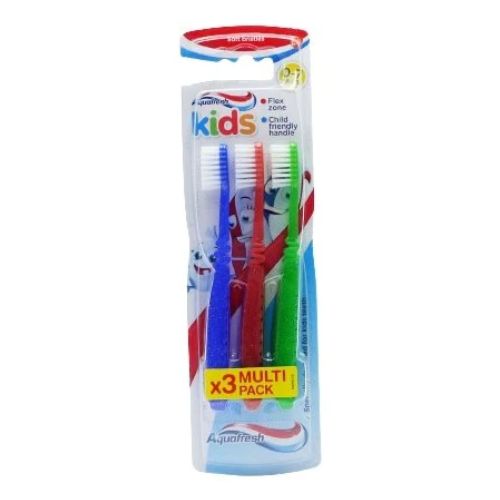 Aquafresh Kids Toothbrushes Assorted Colours 3 Pk Toothbrushes aquafresh Blue Red Green  