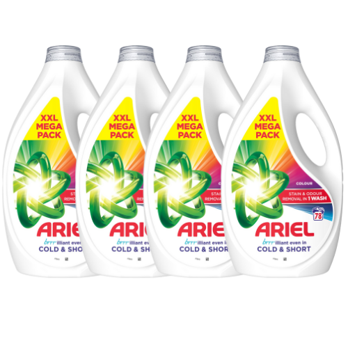 Ariel Colour Liquid Washing Detergent 78 Washes Assorted Packs Washing Up Liquid Ariel Pack of 4