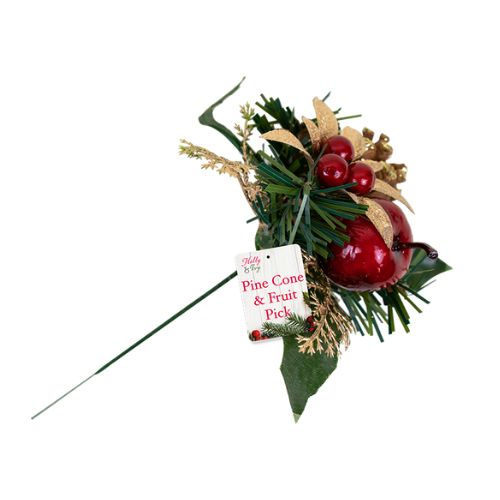 Artificial Pine Cone & Fruit Pick Assorted Designs Christmas Garlands, Wreaths & Floristry FabFinds Shiny Apple  