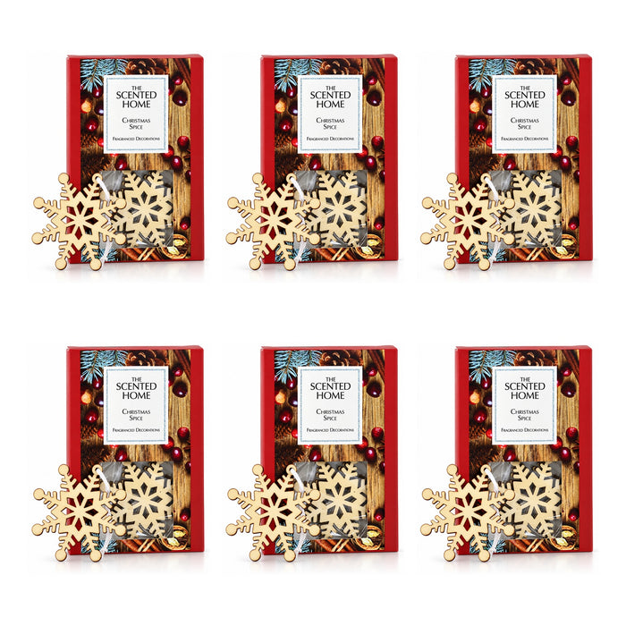 Ashleigh & Burwood Wooden Hanging Snowflake Christmas Decorations Christmas Spice Set of 6 Assorted Packs Christmas Festive Decorations Ashleigh & Burwood Pack of 6