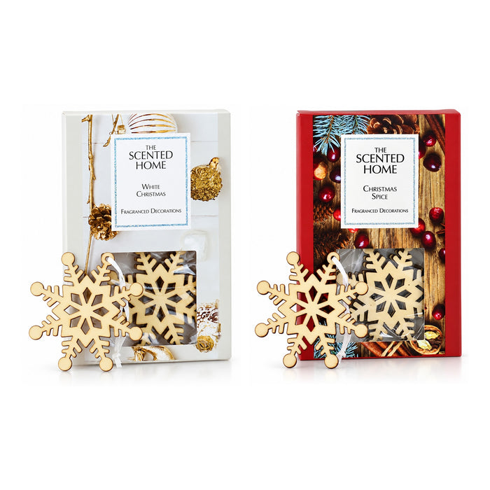 Ashleigh & Burwood Wooden Hanging Snowflake Christmas Decorations White Christmas Set of 6 Assorted Packs Christmas Festive Decorations Ashleigh & Burwood Mixed Pack of 2 (1 White Christmas, 1 Christmas Spice)