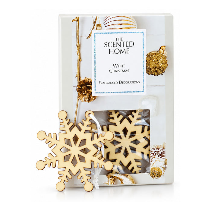 Ashleigh & Burwood Wooden Hanging Snowflake Christmas Decorations White Christmas Set of 6 Assorted Packs Christmas Festive Decorations Ashleigh & Burwood Pack of 1