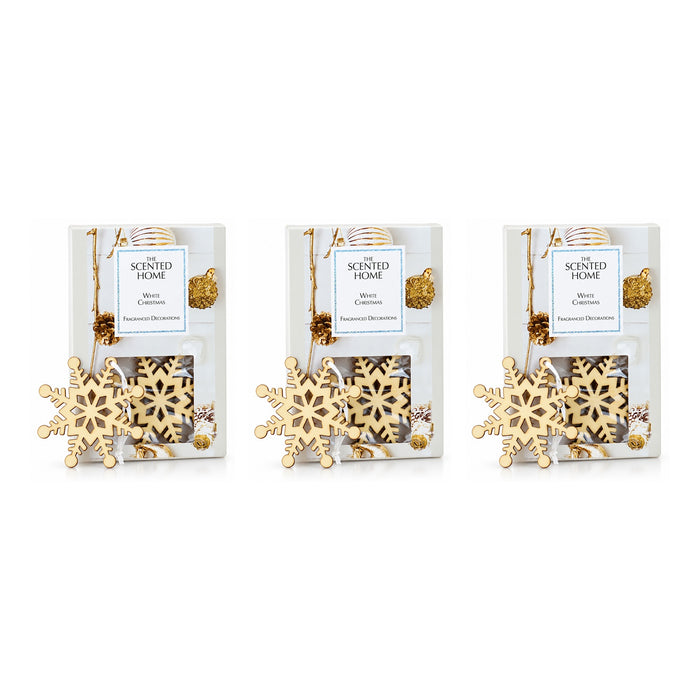 Ashleigh & Burwood Wooden Hanging Snowflake Christmas Decorations White Christmas Set of 6 Assorted Packs Christmas Festive Decorations Ashleigh & Burwood Pack of 3
