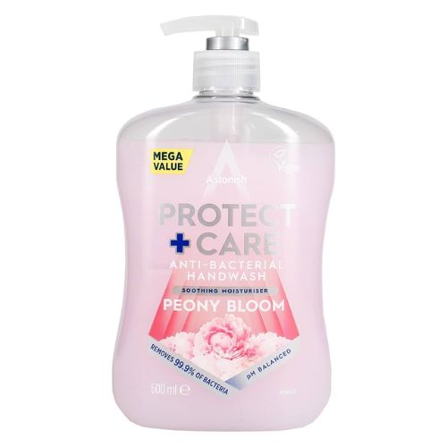 Astonish Protect & Care Antibacterial Handwash Peony Blossom 600ml Hand Wash & Soap Astonish   