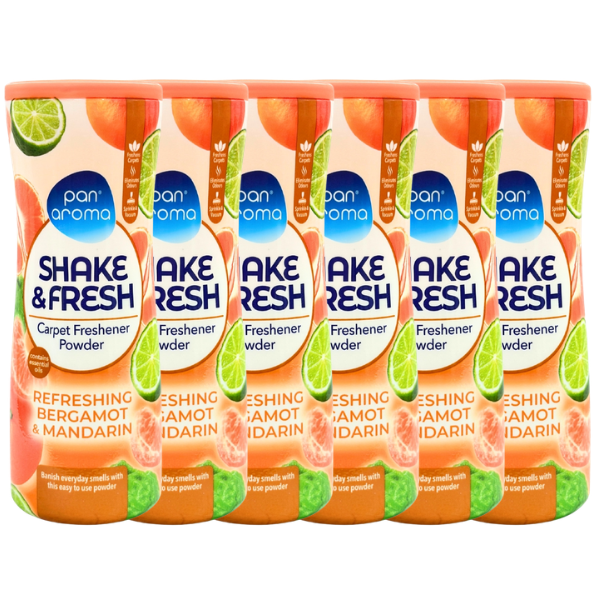 Pan Aroma Shake & Fresh Carpet Freshener Powder Bergamot & Mandarin 500g Floor & Carpet Cleaners Pan aroma Pack of 6