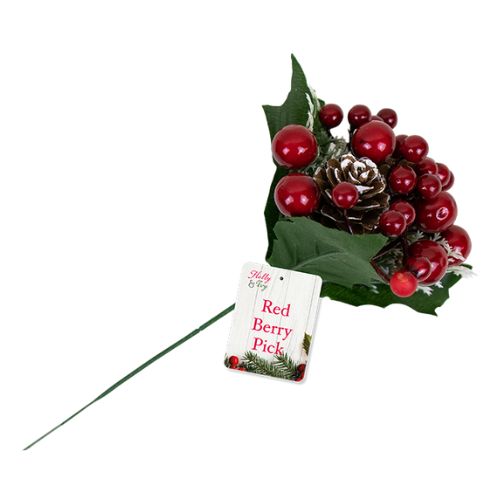 Artificial Red Berry Pick Assorted Designs Christmas Garlands, Wreaths & Floristry FabFinds Berries & 1 Pinecone  