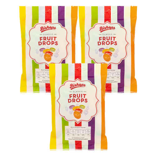 Bishops Fruit Drops Sweets 140g Assorted Pack Sweets, Mints & Chewing Gum Bishop's Pack of 3