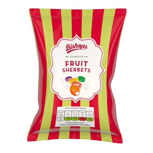 Bishops Classic Fruit Sherbets 140g Sweets, Mints & Chewing Gum Bishop's   