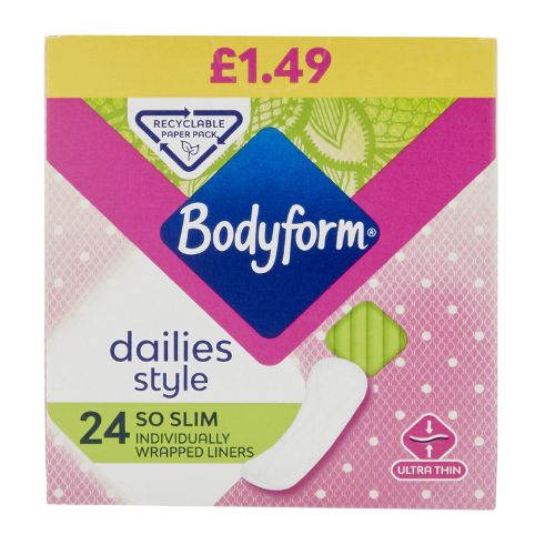 Bodyform Dailies Style So Slim Wrapped Liners 24 Pack Feminine Sanitary Supplies Bodyform   