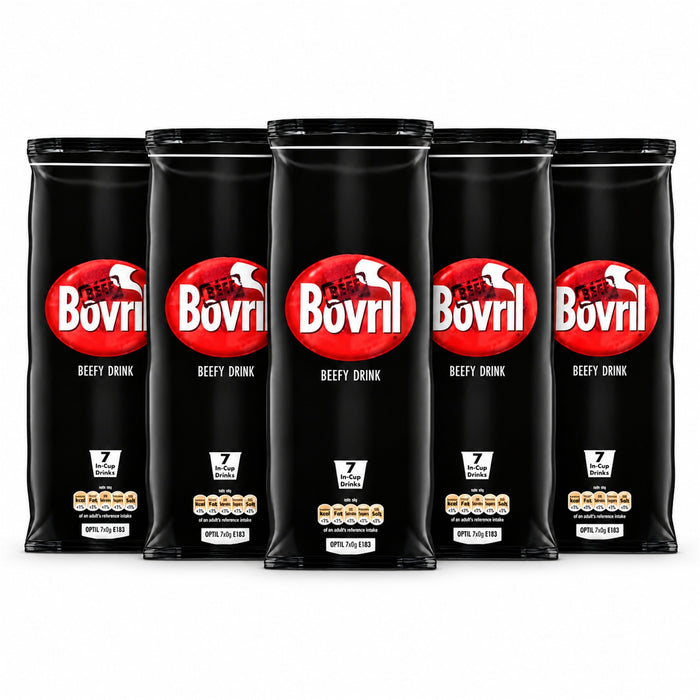 Bovril Beefy Drink 7 In-Cup Instant Beef Drinks Assorted Packs Tea & Coffee Bovril 5 Packs (35 Cups)