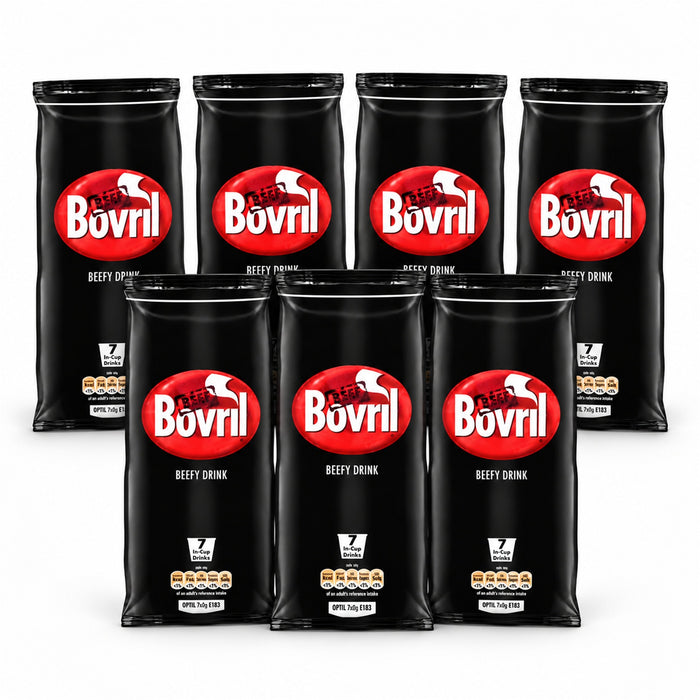 Bovril Beefy Drink 7 In-Cup Instant Beef Drinks Assorted Packs Tea & Coffee Bovril 12 Packs (60 Cups)