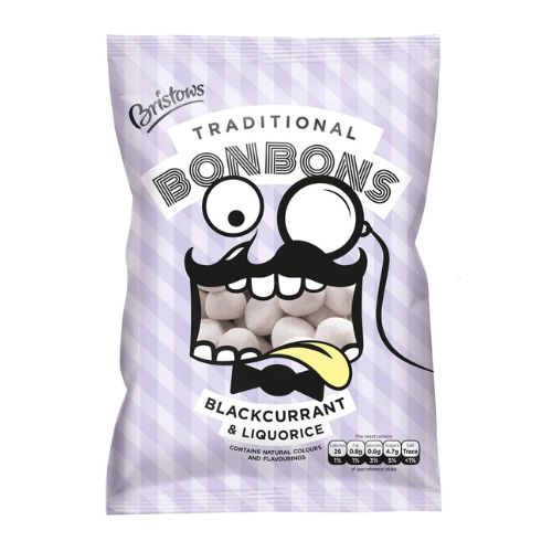 Bristows Traditional Bon Bons Blackcurrant & Liquorice 150g Sweets, Mints & Chewing Gum bristows   