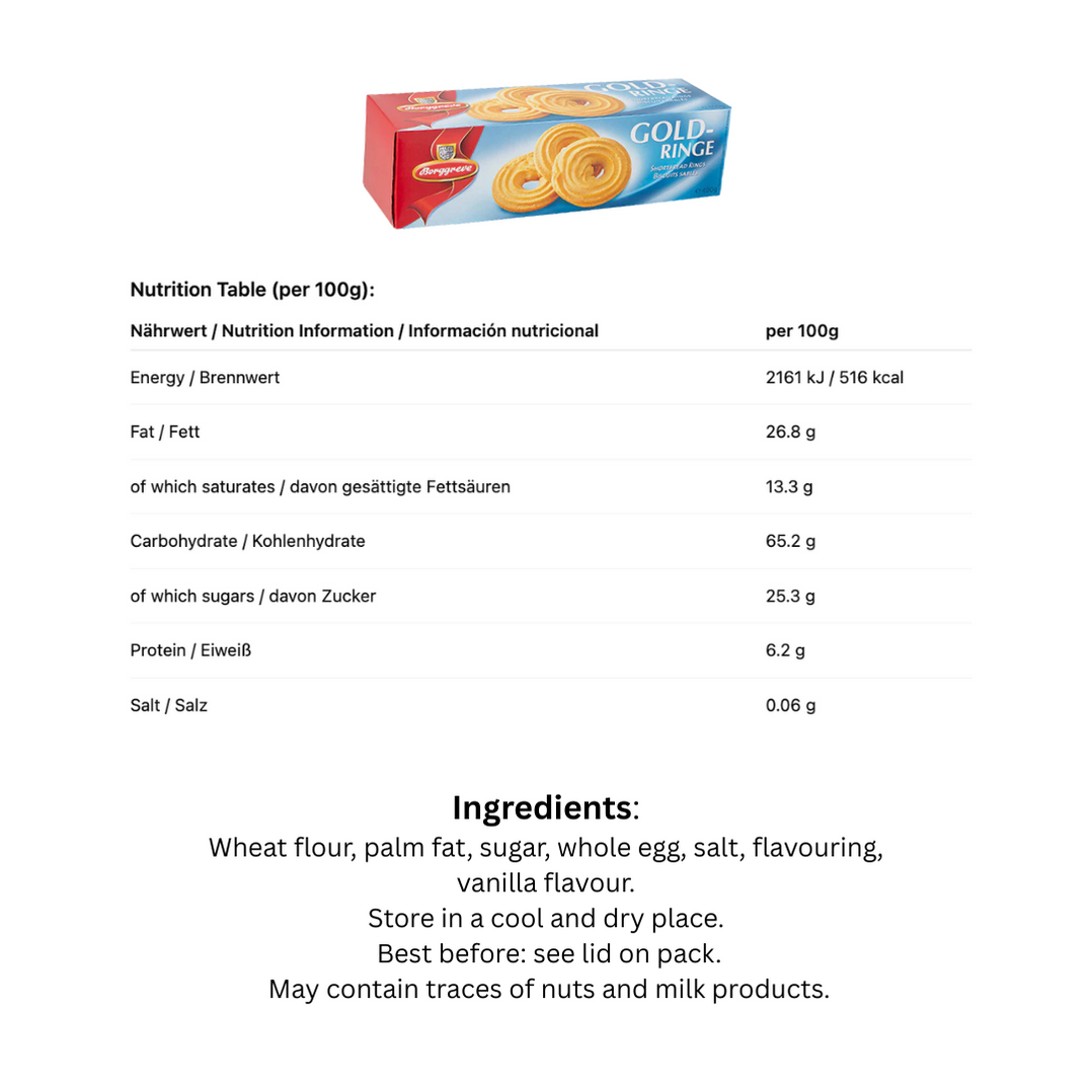 Borggreve Gold-Ringe Shortbread Rings Biscuits 400g - FabFinds