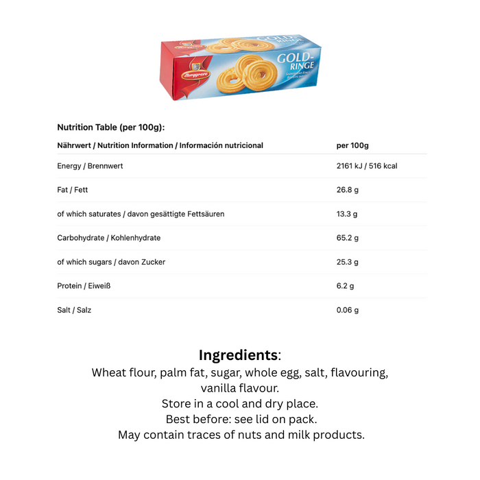 Borggreve Gold-Ringe Shortbread Rings Biscuits 400g Assorted Packs Biscuits & Cereal Bars borggreve