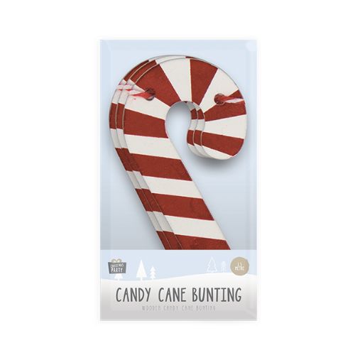 Wooden Candy Cane Bunting 1.5m Christmas Decorations FabFinds   