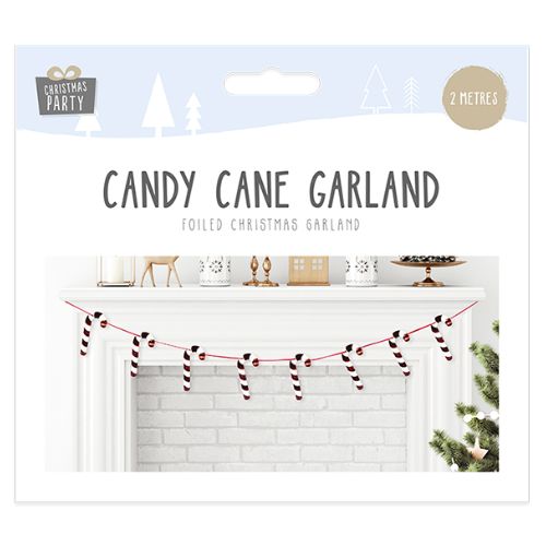 Foiled Candy Cane Garland 2m Christmas Decorations FabFinds   