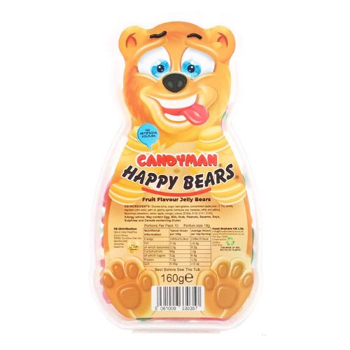 Candyman Happy Bears Fruit Flavour Jelly Bears 160g Sweets, Mints & Chewing Gum candyman   