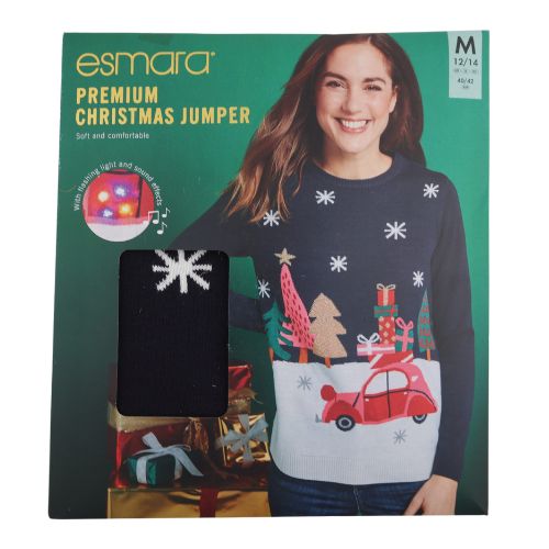 Esmara Ladies Car & Trees Christmas Jumper Assorted Sizes Christmas Esmara   