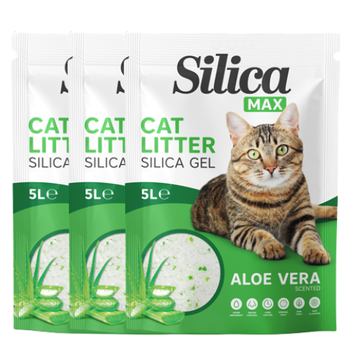Silica Gel Non-Clumping Cat Litter Aloe Vera Scented 5 Litres Assorted Pack Size Cat Litter Fabfinds 3 Pack