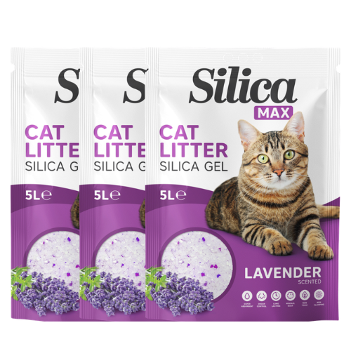 Silica Gel Non-Clumping Cat Litter Lavender Scented 5 Litres Assorted Pack Size Cat Litter Fabfinds 3 Packs