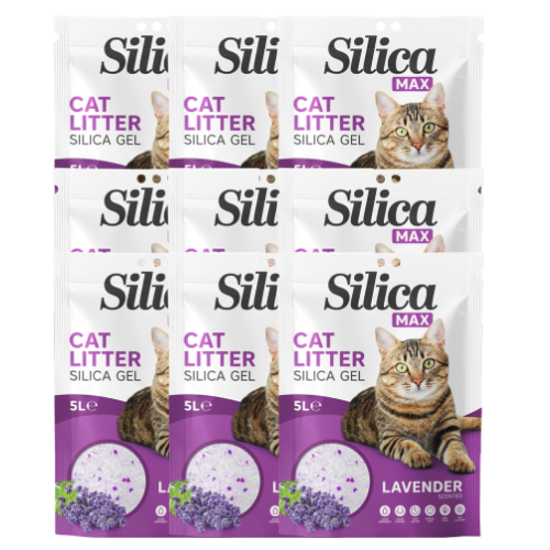 Silica Gel Non-Clumping Cat Litter Lavender Scented 5 Litres Assorted Pack Size Cat Litter Fabfinds 9 Packs