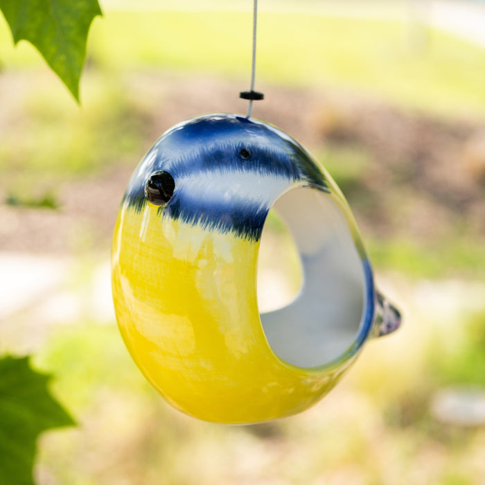 Ceramic Colourful Blue Tit Wild Bird Feeder 20 x 11 x 16cm Bird Feeders FabFinds