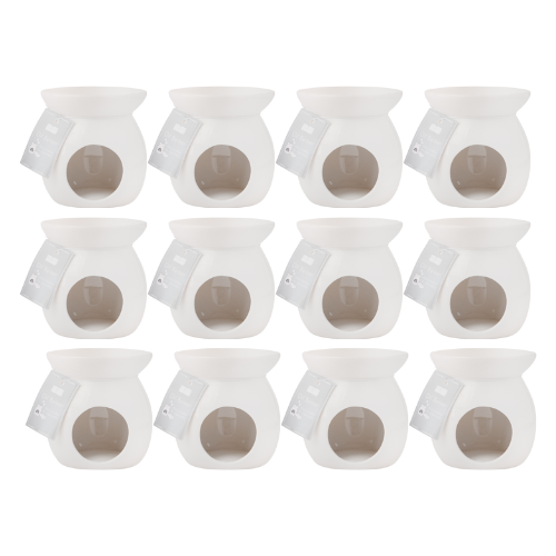White Ceramic Oil Wax Melt Burner 10cm Assorted Pack Size Wax Melts & Oil Burners FabFinds 12 Oil Burners